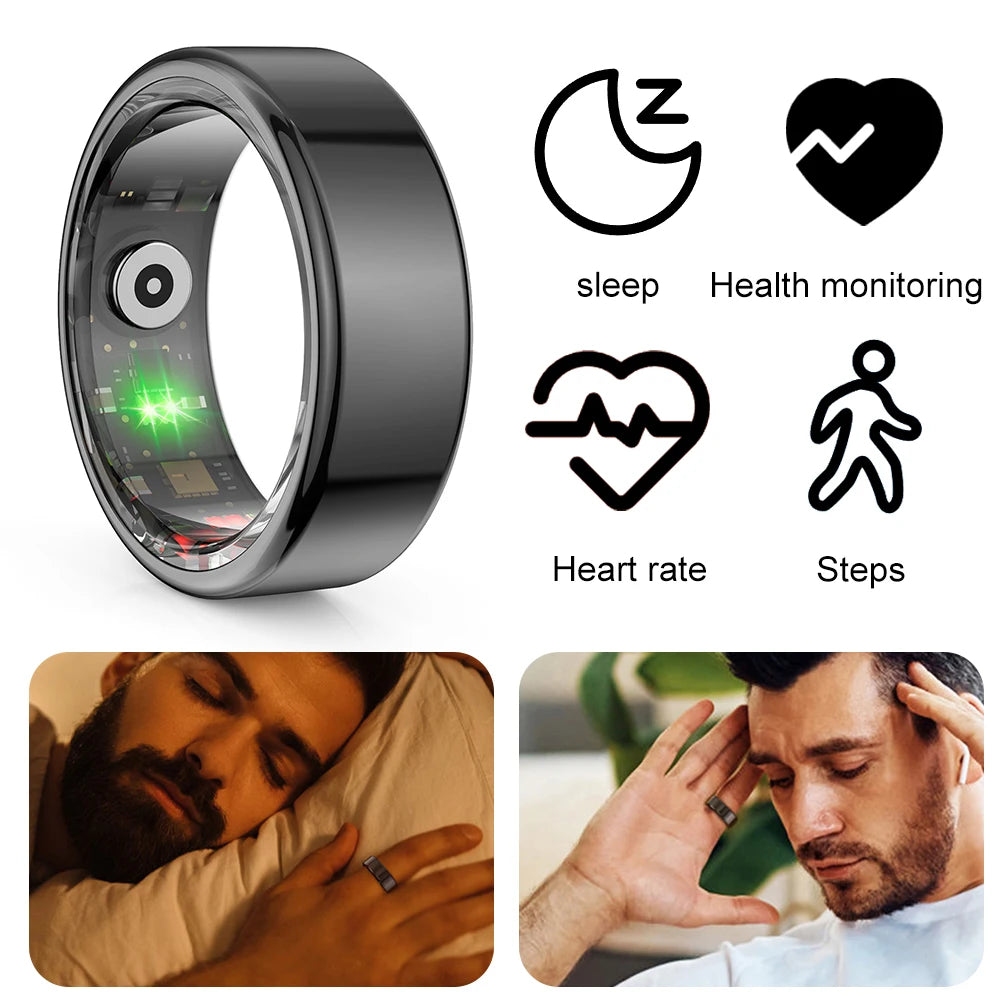 R02 Smart Fitness Tracker Ring with Blood Oxygen Monitoring IP68 Waterproof Multi Sport Modes for Android IOS