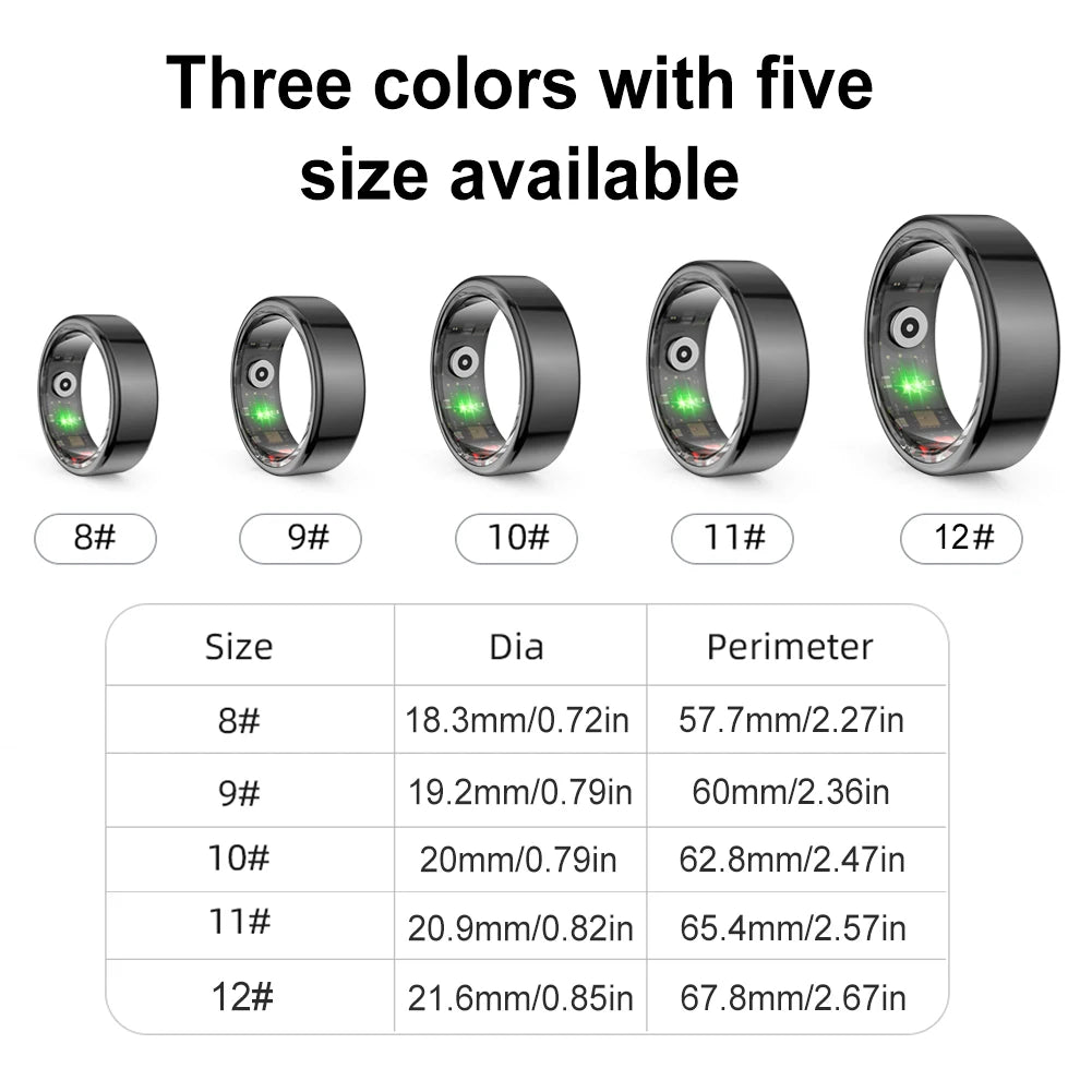 R02 Smart Fitness Tracker Ring with Blood Oxygen Monitoring IP68 Waterproof Multi Sport Modes for Android IOS