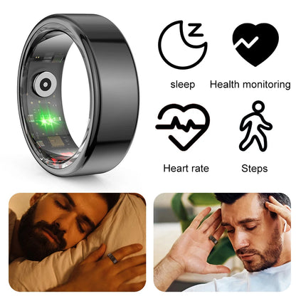 R02 Smart Fitness Tracker Ring with Blood Oxygen Monitoring IP68 Waterproof Multi Sport Modes for Android IOS